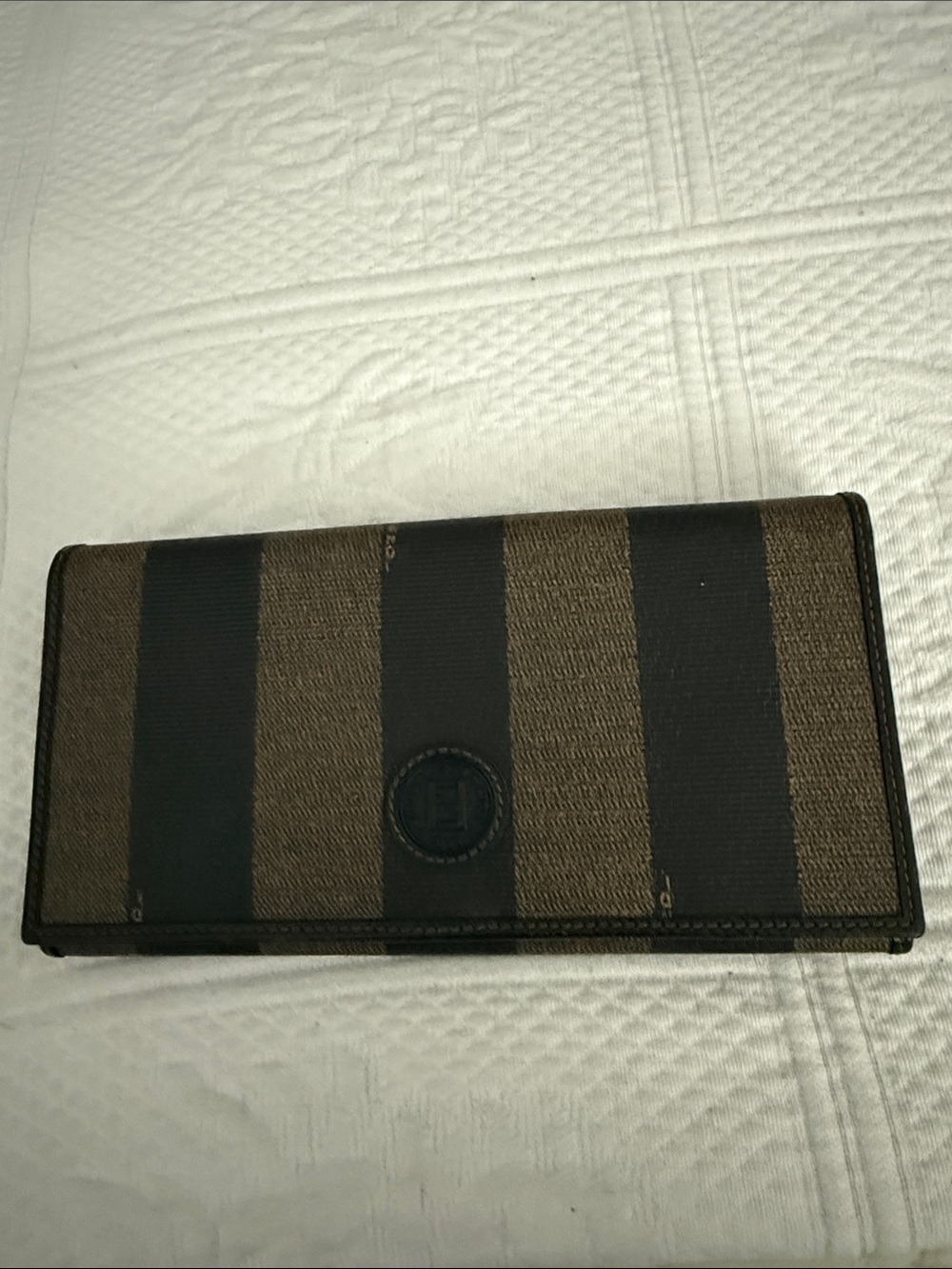 Fendi Brown and Black Stripe Continental wallet